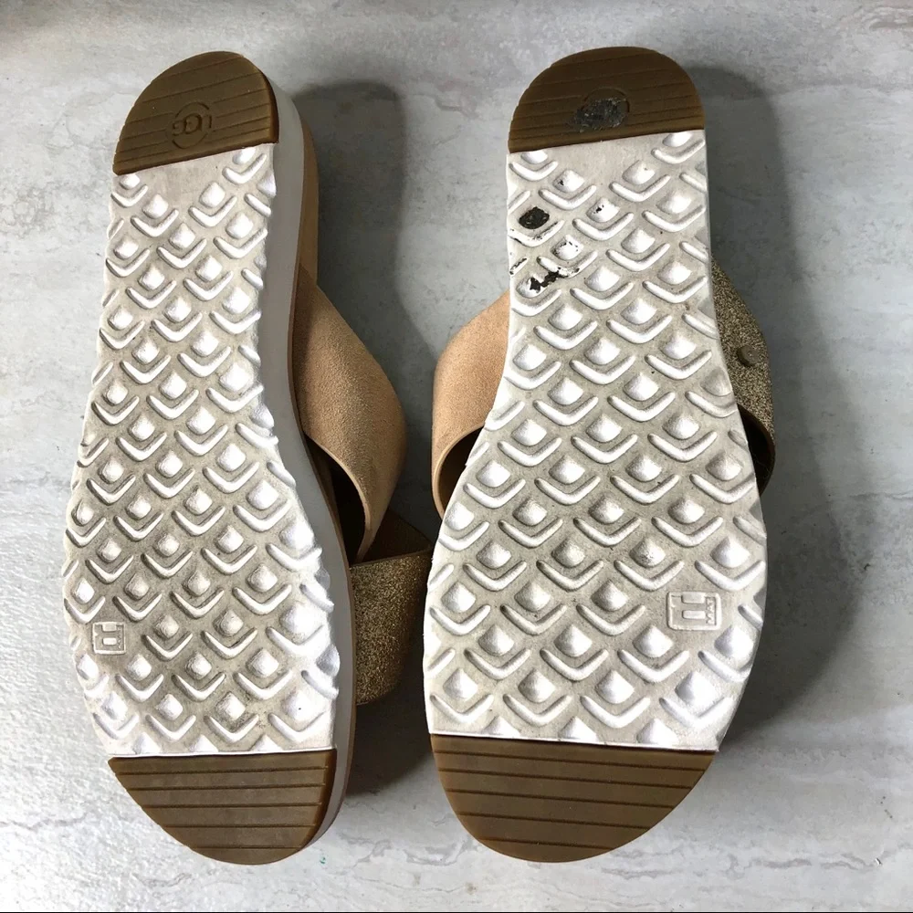 UGG Rose Gold Glitter Crisscross Slide Sandals